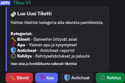 Tiksu Ticket Bot - Tikettien luonti